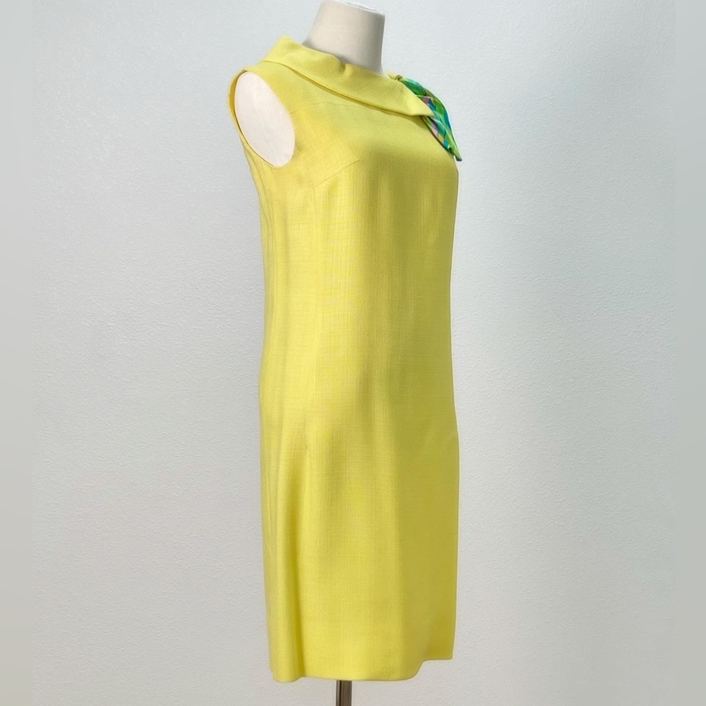 πΌ **Vintage 1960s Jerry Silverman Yellow Sleeveless Linen Sheath Dress** πΌ - Picture 3 of 3
